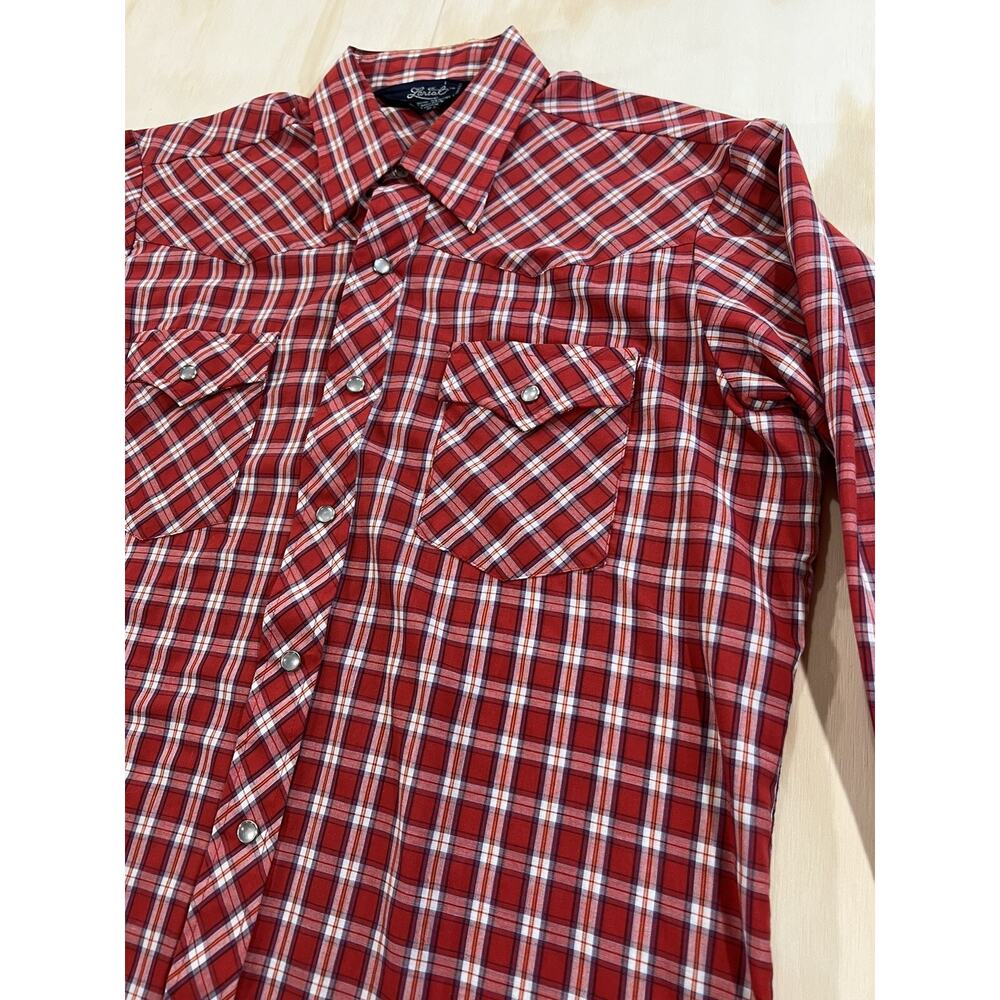 Lariat Western Pearl Snap Work Shirt Size Large Cowboy Rodeo Festival VTG - Picture 2 of 10